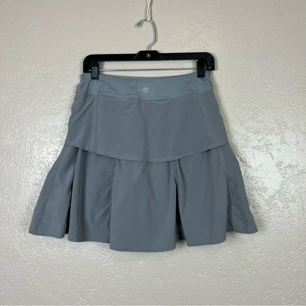 Athleta Lucky In‎ Love Gray Grey Active Tennis Skirt Tiered Skort Size 2.